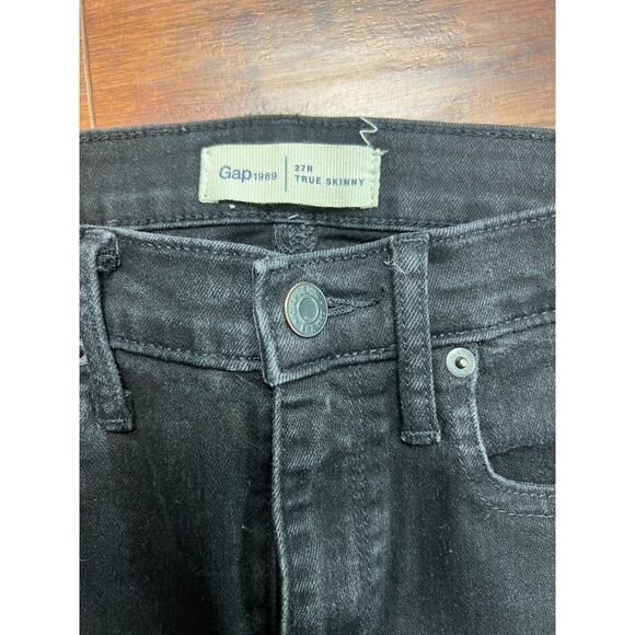 Gap Jeans Womens 27 R Black True Skinny 1969 Cotton Denim Distressed Grunge - Picture 3 of 7